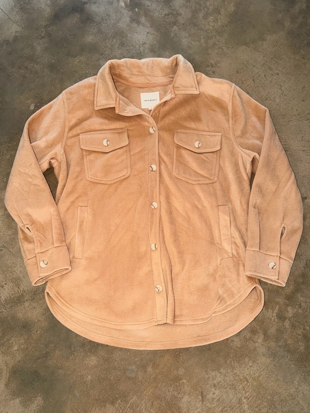 Thread & Supply Camel Fleece Shacket Shirt Jacket XL Oversized Cabincore Cozy